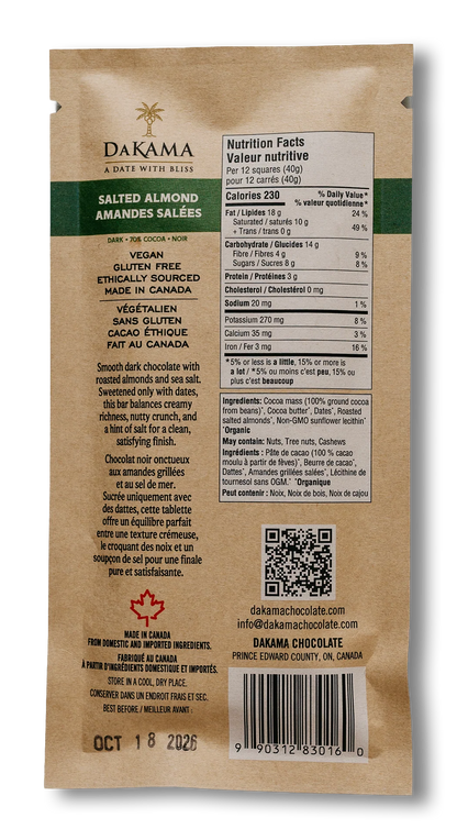 DAKAMA CHOCOLATE: Dark Salted Almond