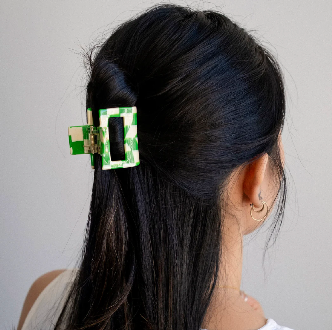 Hair Claw Mini - Green Checkmate